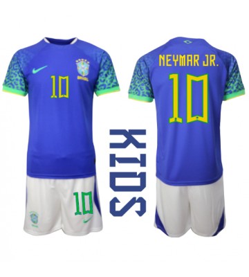 Brasil Neymar Jr #10 Bortedraktsett Barn VM 2022 Kortermet (+ Korte bukser)